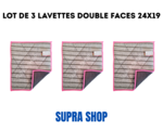 Lot de 3 lavettes double faces 24x19
